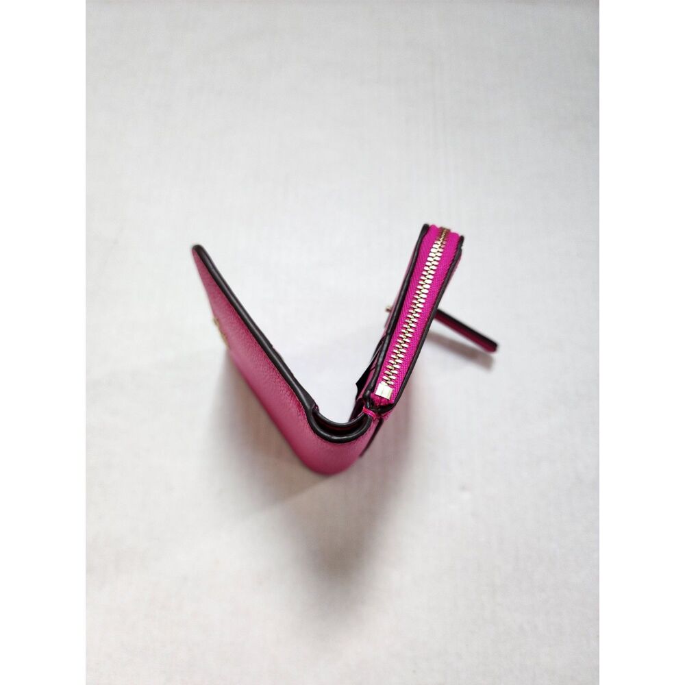 NWT Kate Spade Hot Pink Pebbled Leather Small Bifold Zip-Around Wallet - Picture 7 of 10